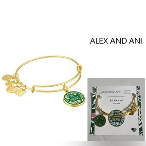 🆕ALEX AND ANI - NWT - BE BRAVE GOLD TONE ADJUSTABLE CHARM BRACELET / BANGLE